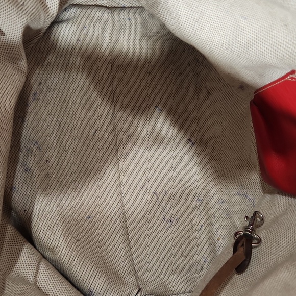 Dooney & Bourke All Weather Red Pebbled Leather Large Bucket Bag